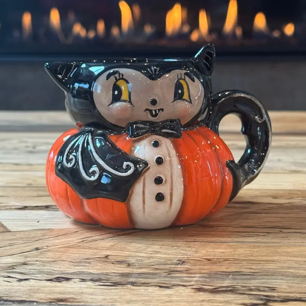 New Johanna Parker Transpac Halloween Bat Pumpkin Peep Creamer Pitcher Mug